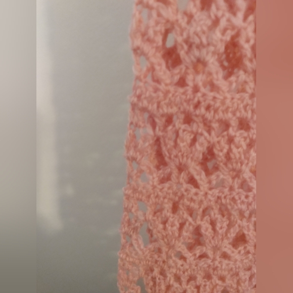 Women's New Pink Wool Blend Handmade Crocheted Shawl Size 14X88 Inches - Picture 8 of 10